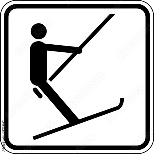 Schlepplift Ankerlift Skilift Schild Zeichen Symbol