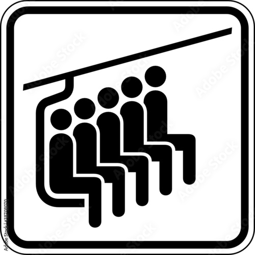 5er Sessellift Sesselbahn Skilift Schild Zeichen Symbol