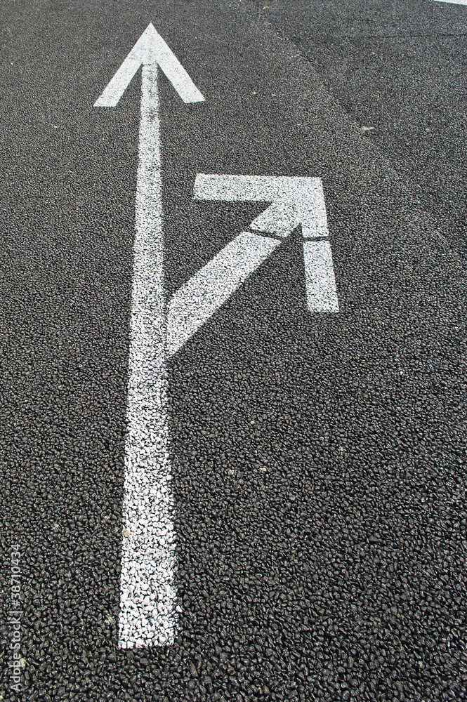 Arrows painted on the road