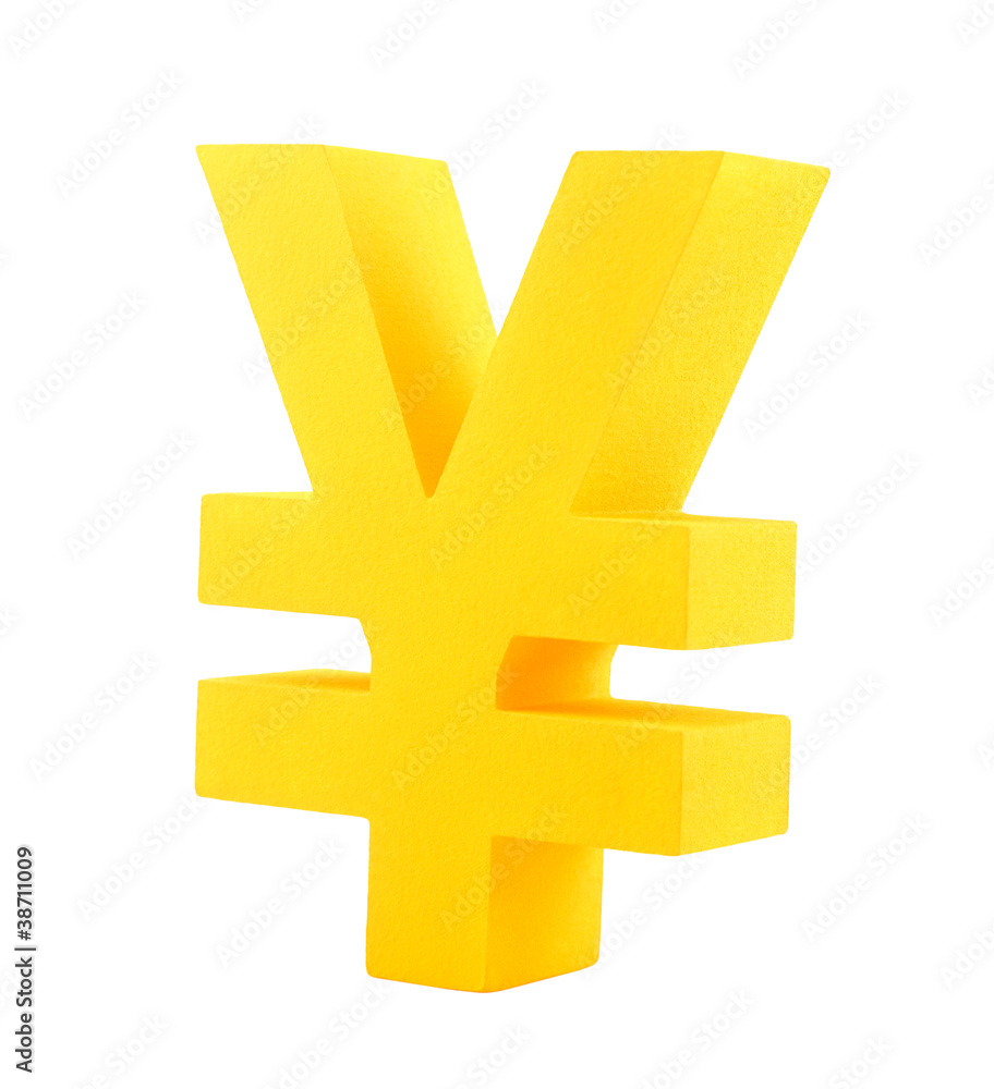 Fototapeta premium Golden yen symbol isolated on white