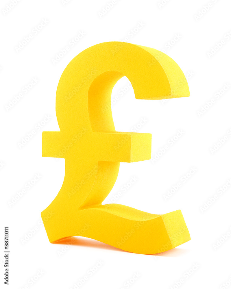 Golden pound symbol isolated on white Golden pound symbol isolated on white
