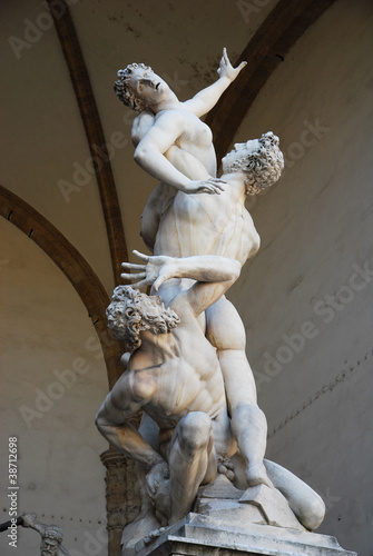 Florence The Rape of Sabine Woman by Gianbologna statue. photo