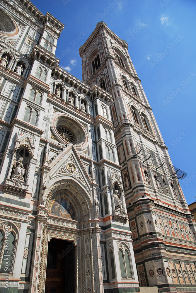 Saint Mary of the Flower facade and Giotto bell tower.