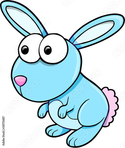 Silly Blue Bunny Rabbit Animal Vector Illustration Art