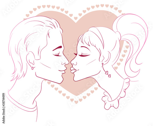 Vector illustration of Kissing couple