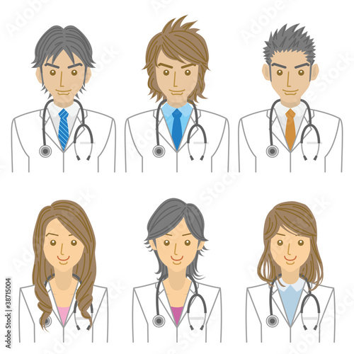 髪型 医者 医師 女 男 6人 Stock ベクター Adobe Stock