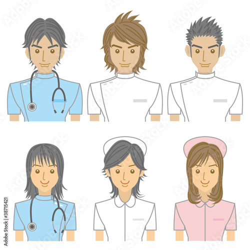 髪型 看護師 看護士 看護婦 イラスト 6人
