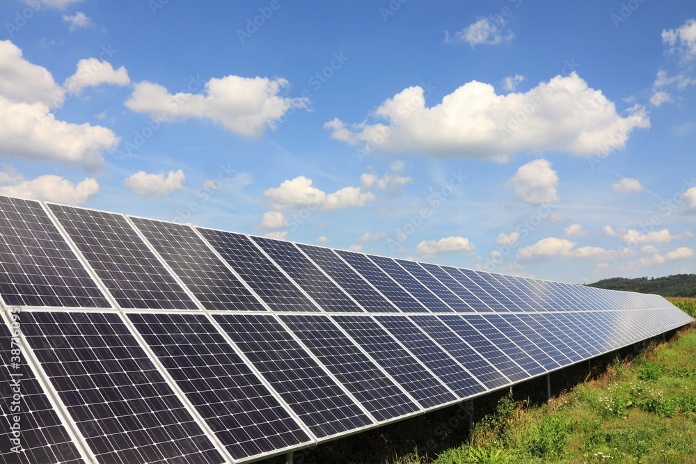 Solar Power Station in the green spring Nature Solar Power Station in the green spring Nature