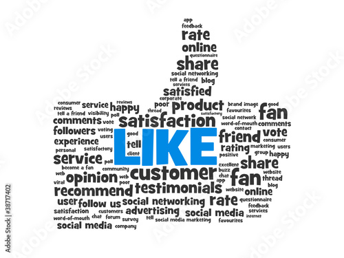 LIKE Tag Cloud (thumbs up recommend vote comment share button)