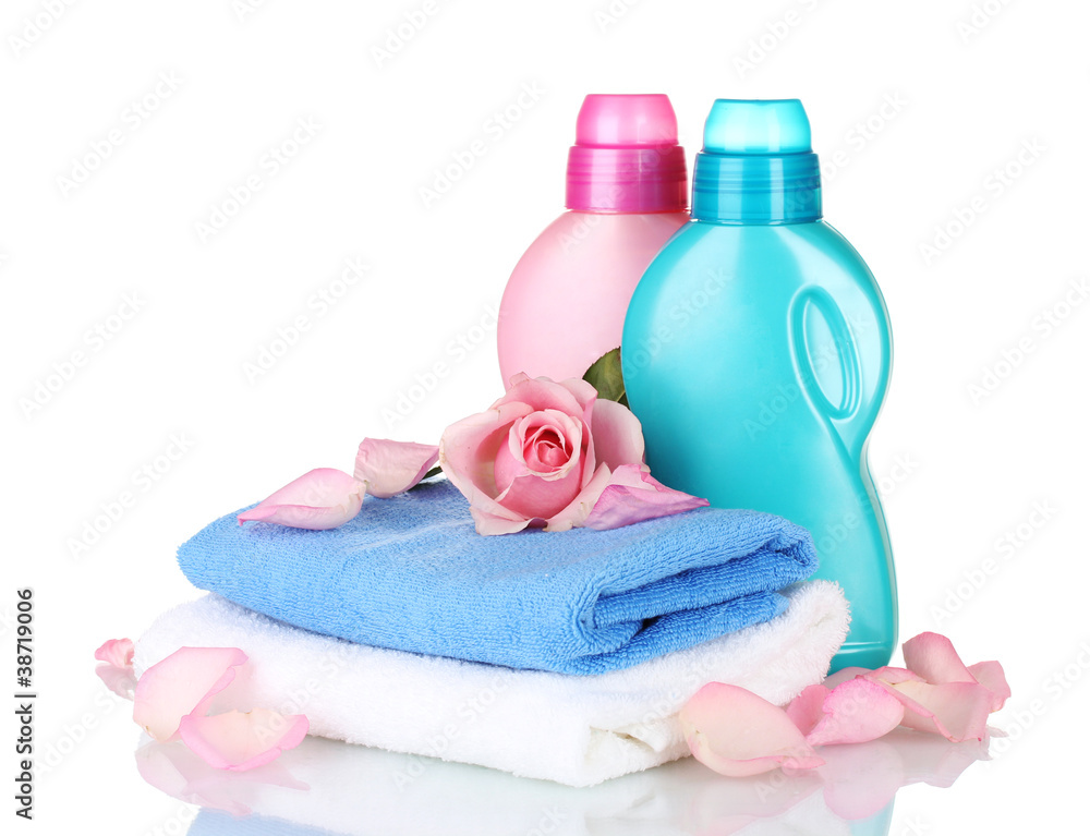 Towel and cleaning isolated on white Towel and cleaning isolated on white