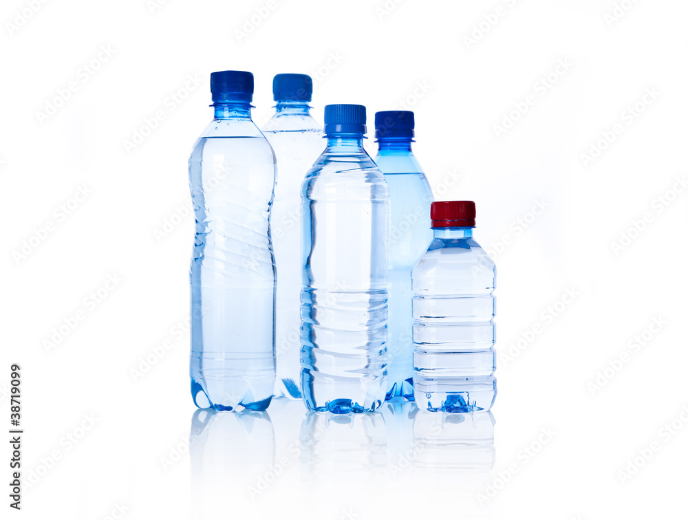 Group plastic bottles of water isolated on white Group plastic bottles of water isolated on white