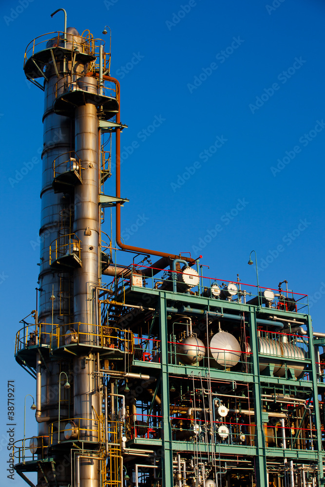 oil refinery on blue sky