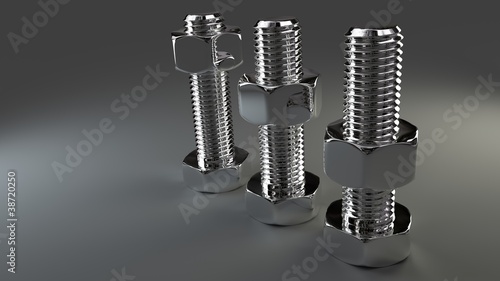 shiny bolts and nuts still life