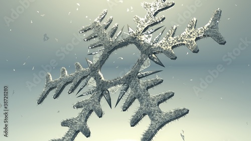 snowflake with winter blue background