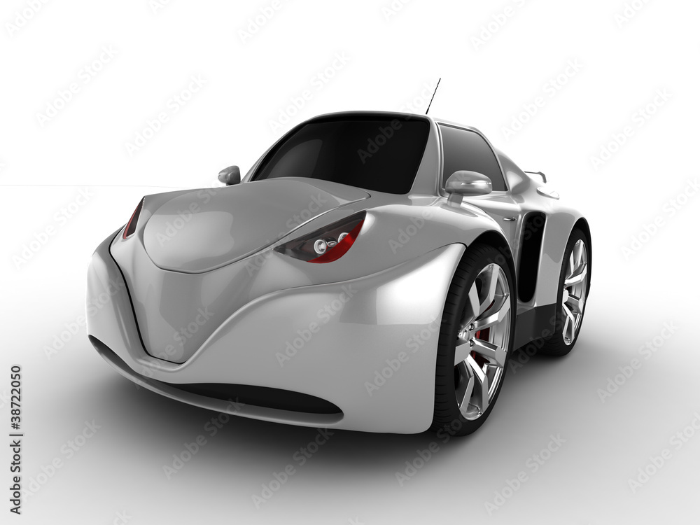 Funny fantasy car on white background