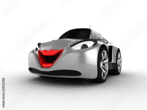 Funny fantasy car on white background