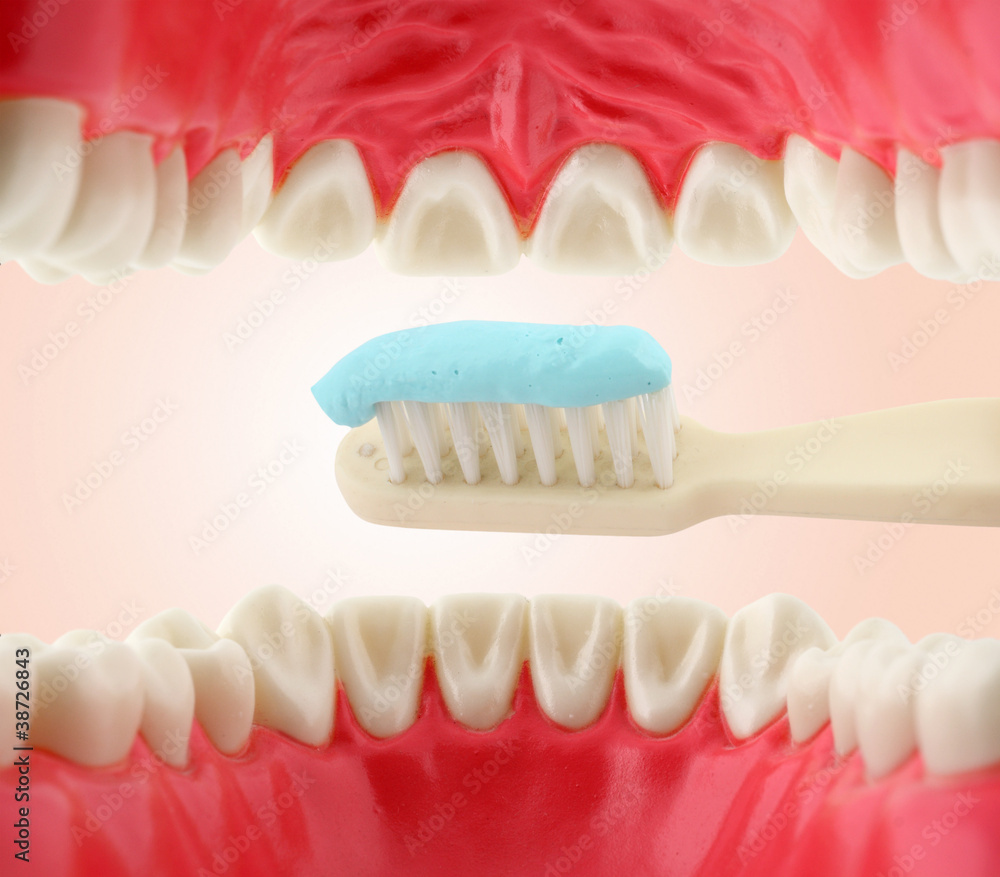 Fototapeta premium mouth from inside and tooth-brush