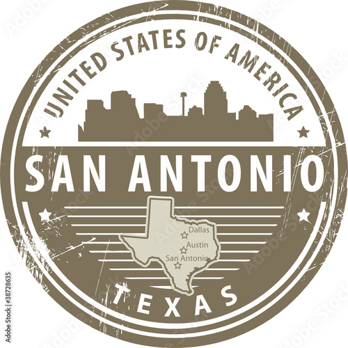 Stamp with name of Texas, San Antonio, vector