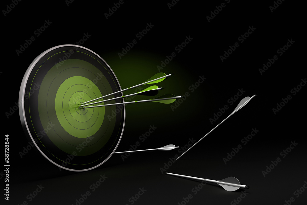 green target black background three arrows objectives green target black background three arrows objectives