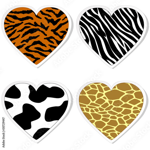 Animal print heart stickers