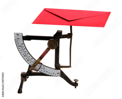 letter scales with red envelope