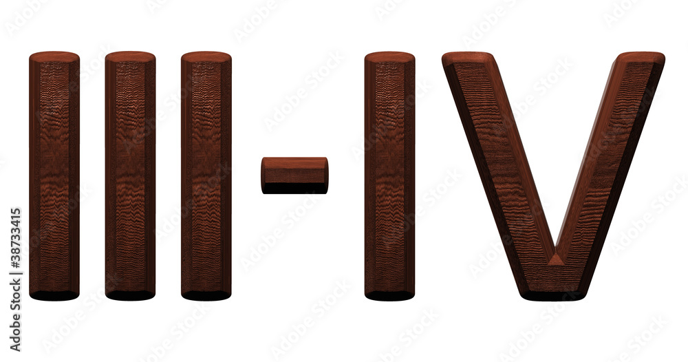 3d wooden roman numbers on white background. 3d wooden roman numbers on white background.