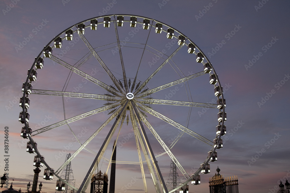 Fototapeta premium Ferris Wheel illuminated at night, Paris, France