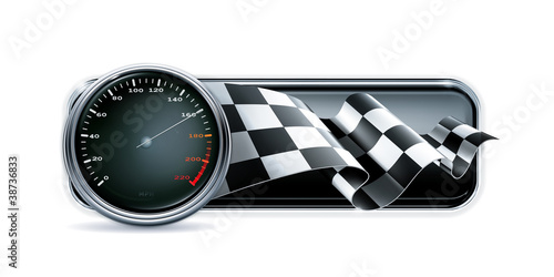 Racing banner with speedometer