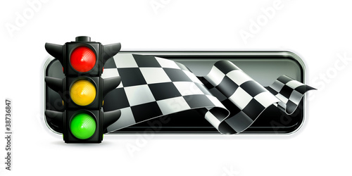 Racing banner with traffic lights