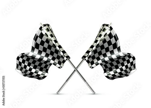 Two crossed checkered flags