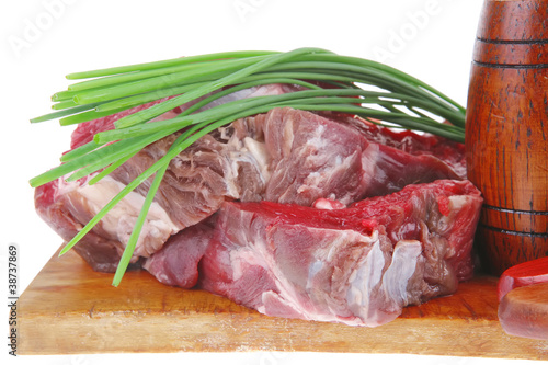 meat portion: bloody beef fillet on plate photo