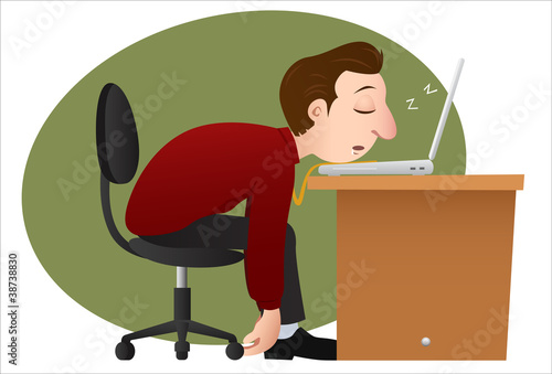 bussinesman falls asleep at her desk
