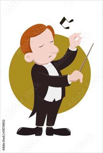A conductor conducts musicians