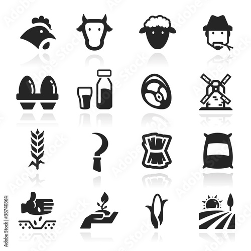 Farm Icons set elegant series