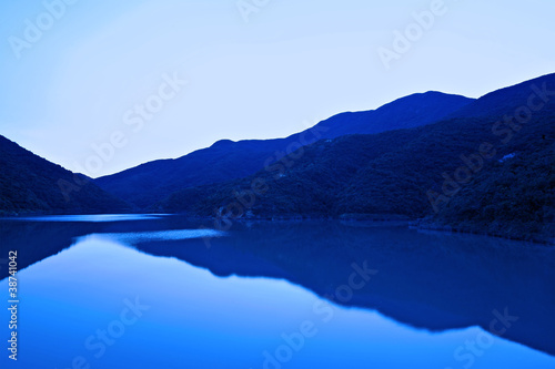 lake in blue