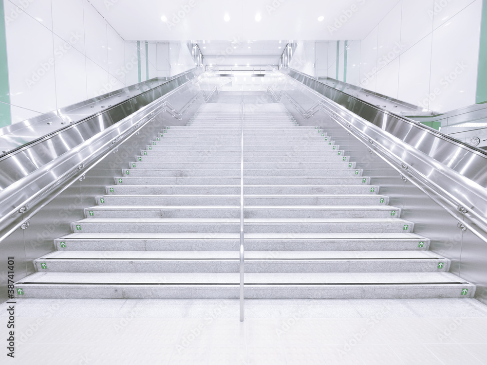 Fototapeta premium Long staircase in underground