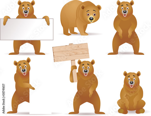 Funny bear and blank sign