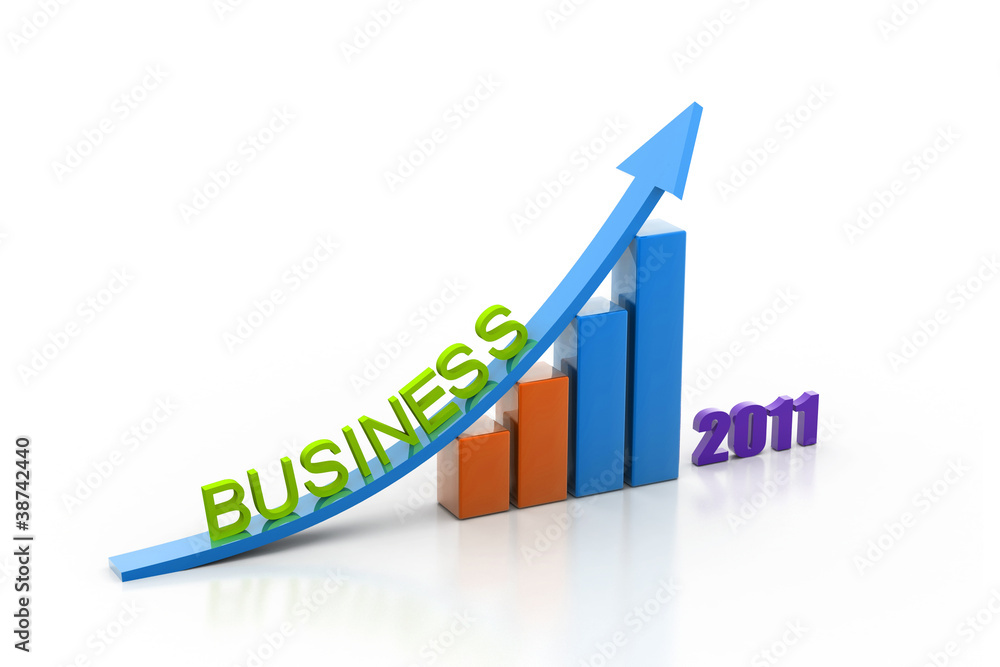 business growth of year in white background