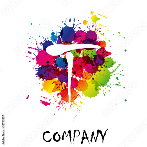 Splash Logo letter T # Vector