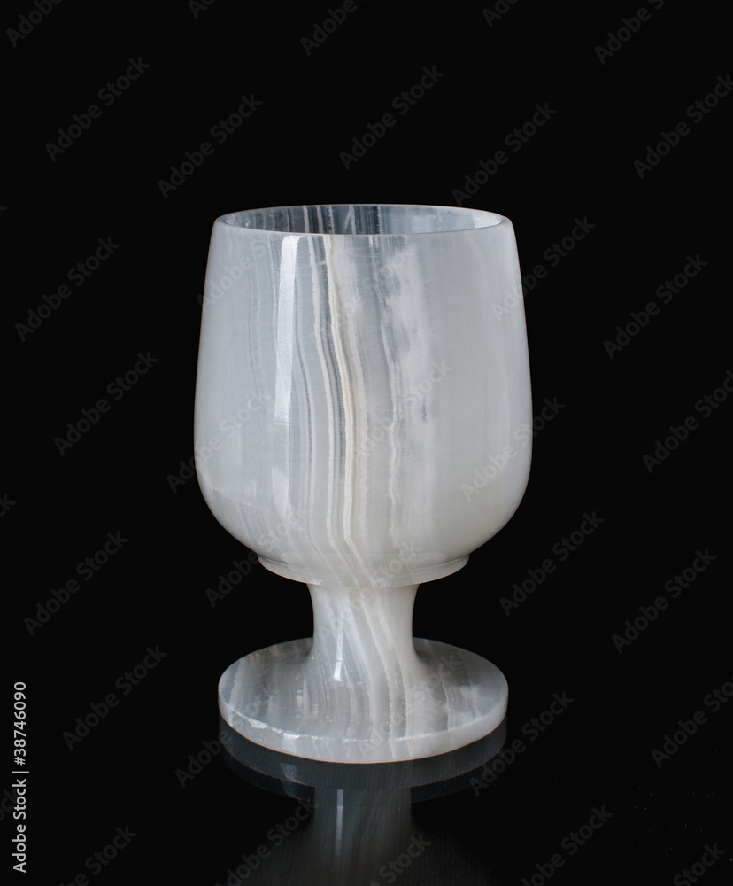 marble wine goblet on black background marble wine goblet on black background