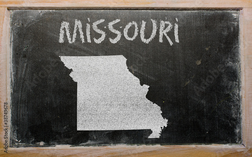 outline map of us state of missouri on blackboard
