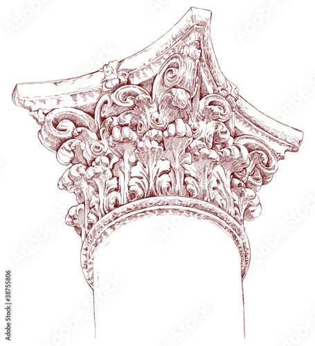Hand draw sketch chapiter. Architectural element