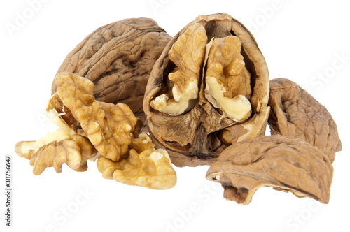 Group of Walnuts isolated on white background