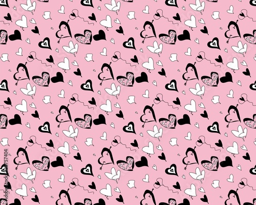 Ornament from hearts on a pink background