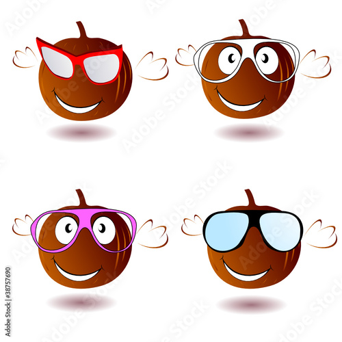 pumpkin with glasses vector illustration