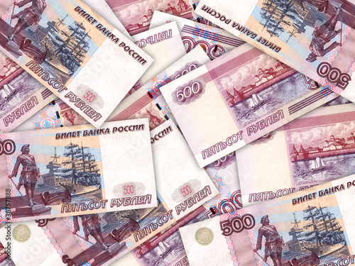 Background of money pile 500 russian rouble