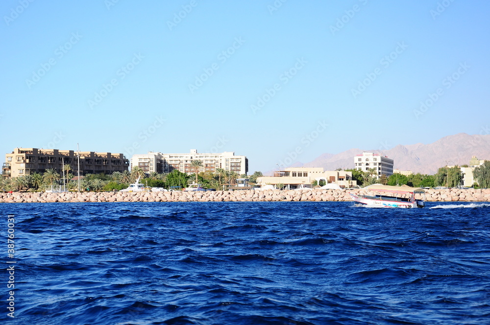 sea and beach in Aqaba in Jordan