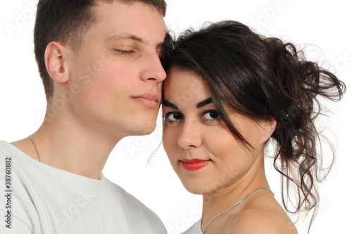 Romantic young couple looking in love