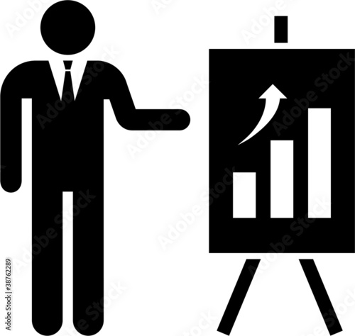 Businessman explaining graphic