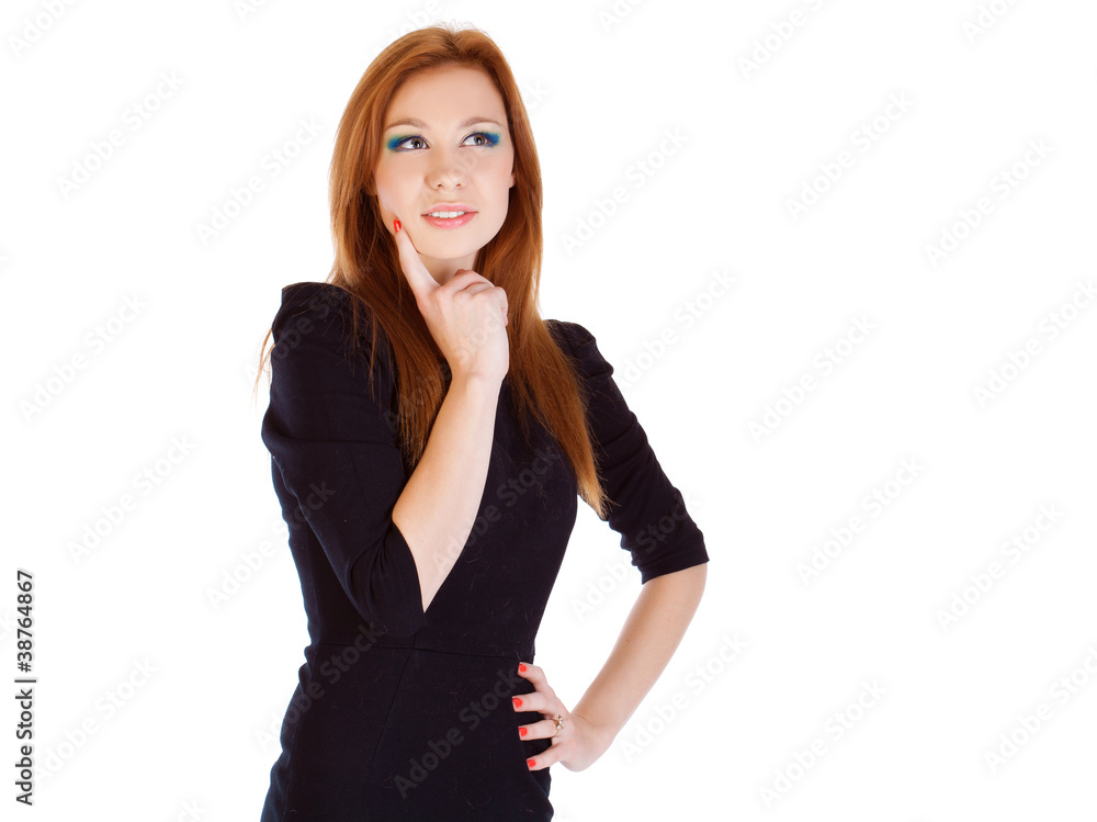 portrait of a young beautiful woman with foxy hair in studio portrait of a young beautiful woman with foxy hair in studio